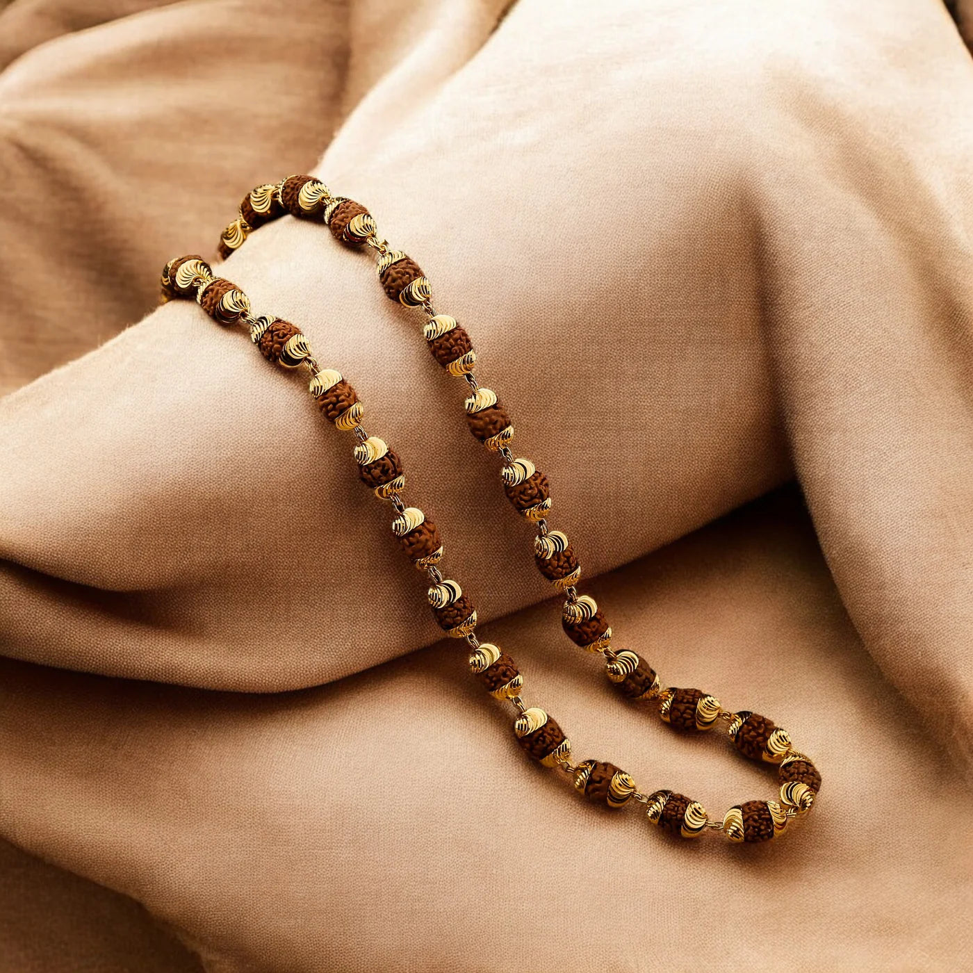 Gold-Plated Rudraksha Mala