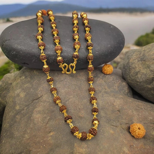 Gold-Plated Rudraksha Mala